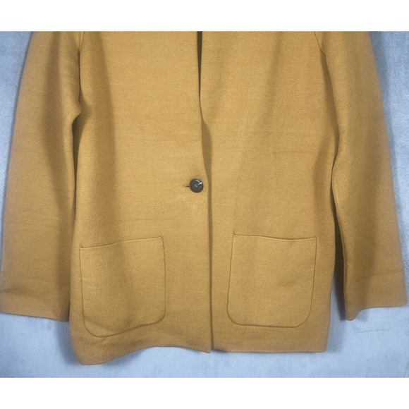 Moulinette S. Anthropologie Rayon Blend Knit Coat Jacket Yellow Tan Sz Medium - Picture 3 of 5